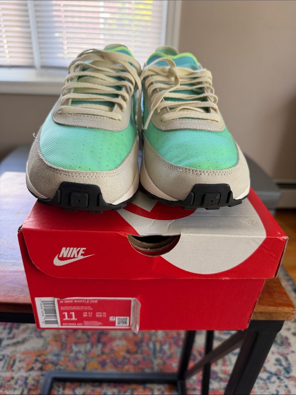 Nike Kids Aqua and Cream Lace-Up Sneakers